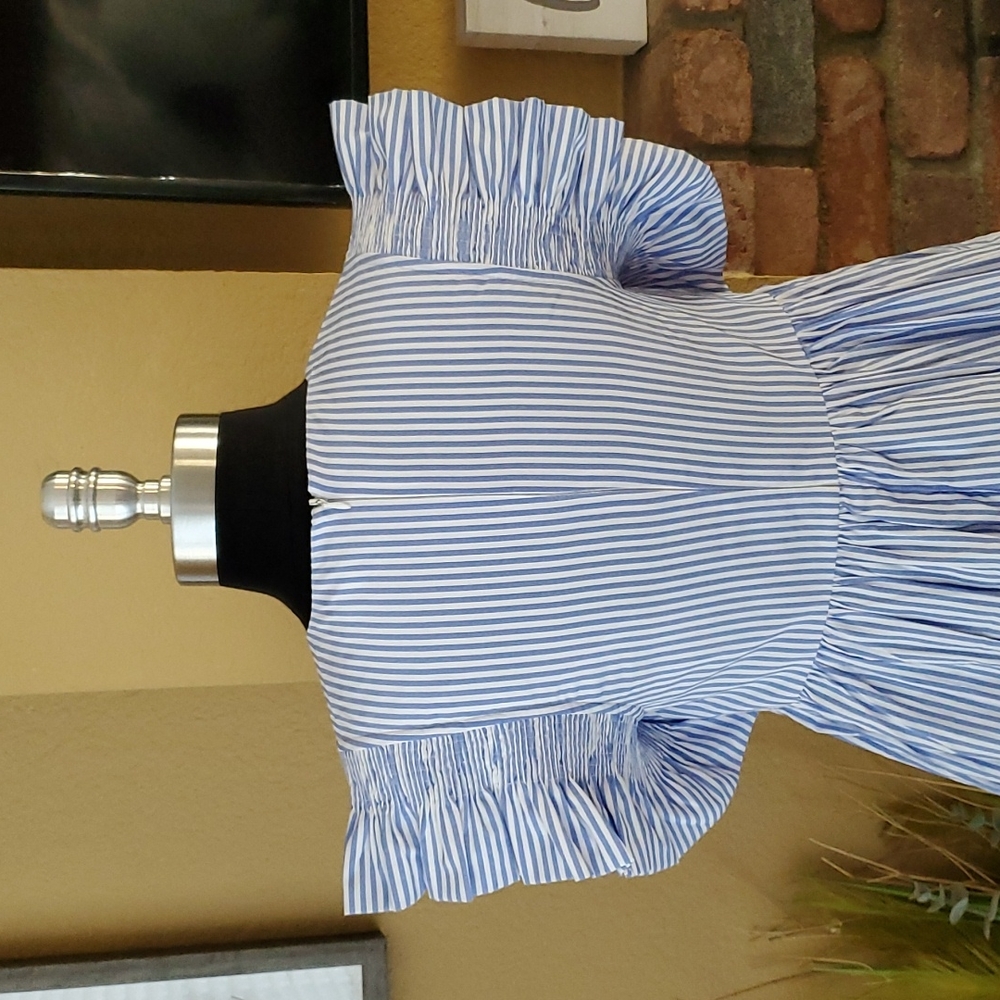 🆕️ English Factory Blue & White Striped Mini Dress SIZE: XS - Picture 11 of 16